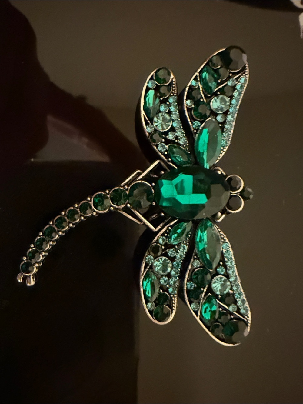 Emerald Green Dragonfly Crystal Brooch - Women Jewelry
